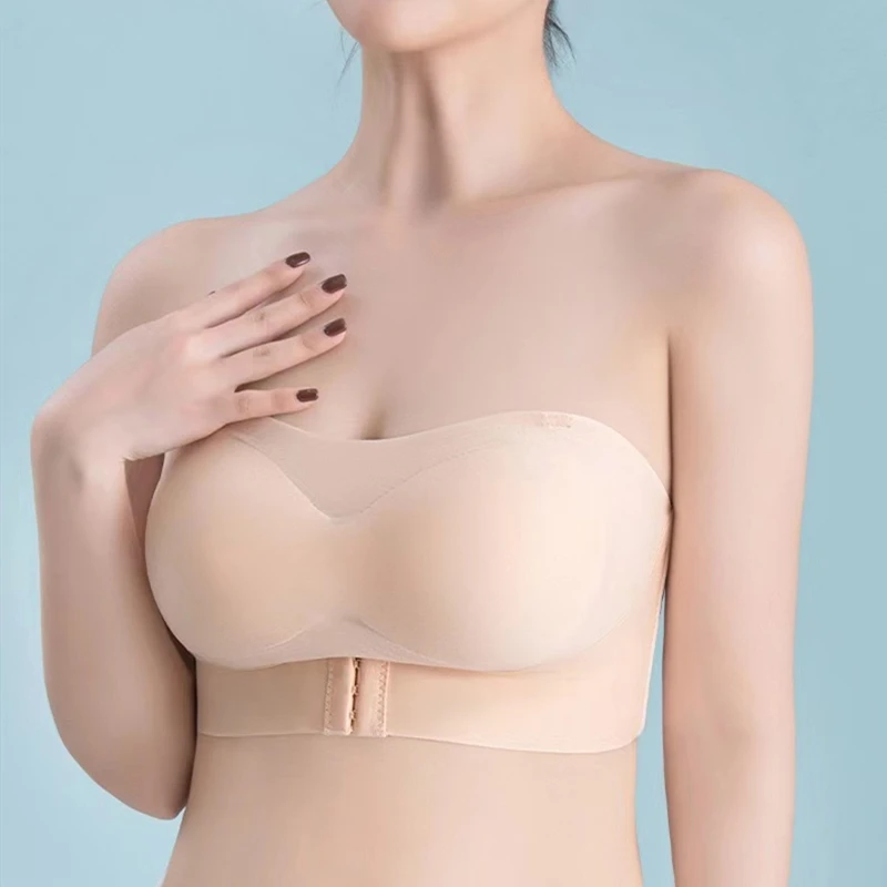 Front Buckle Gathered Non-slip, Anti-sagging, No Trace, No Steel Ring, Women's Underwear, Invisible Strapless Women's Bra Strap