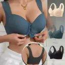 Large Size Seamless Women's Front Button Bra Vest-Style Fixed Cup Comfortable All Day Wear Breast-Shrinking Underwear